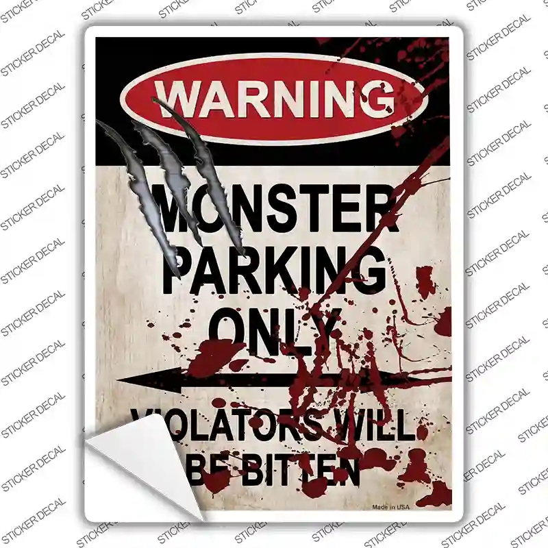 P-1179s-XL Monster Parking Novelty Rectangle Sticker Decal - Extra Large
