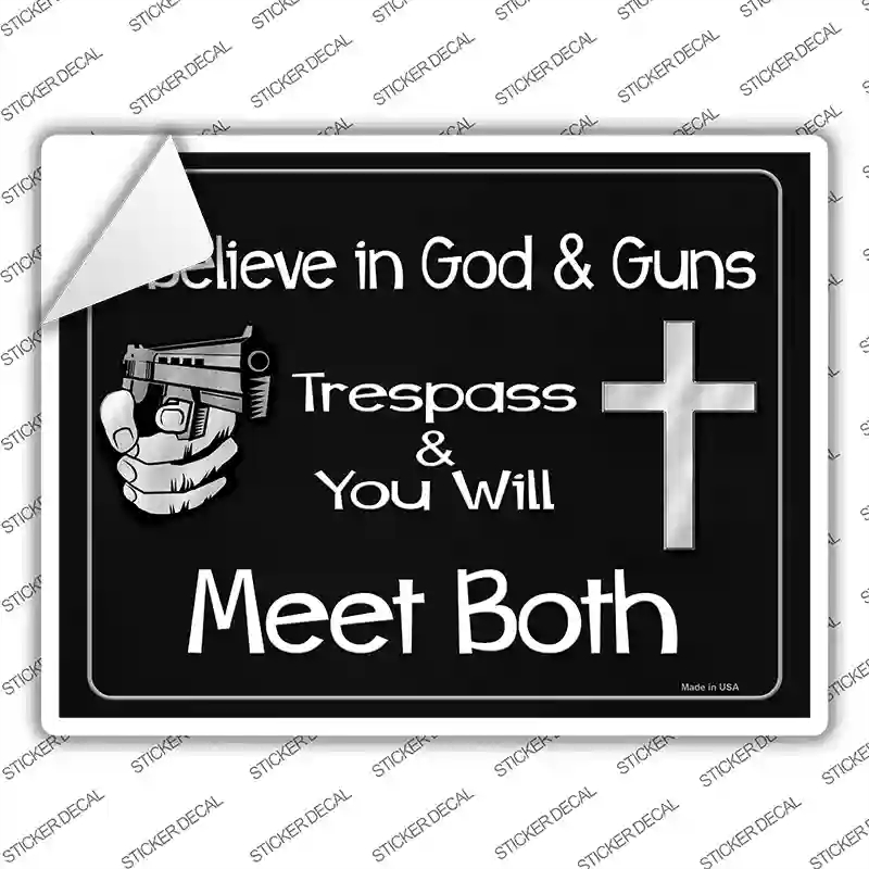 P-1502s-L I Believe in God & Guns Novelty Rectangle Sticker Decal - Large