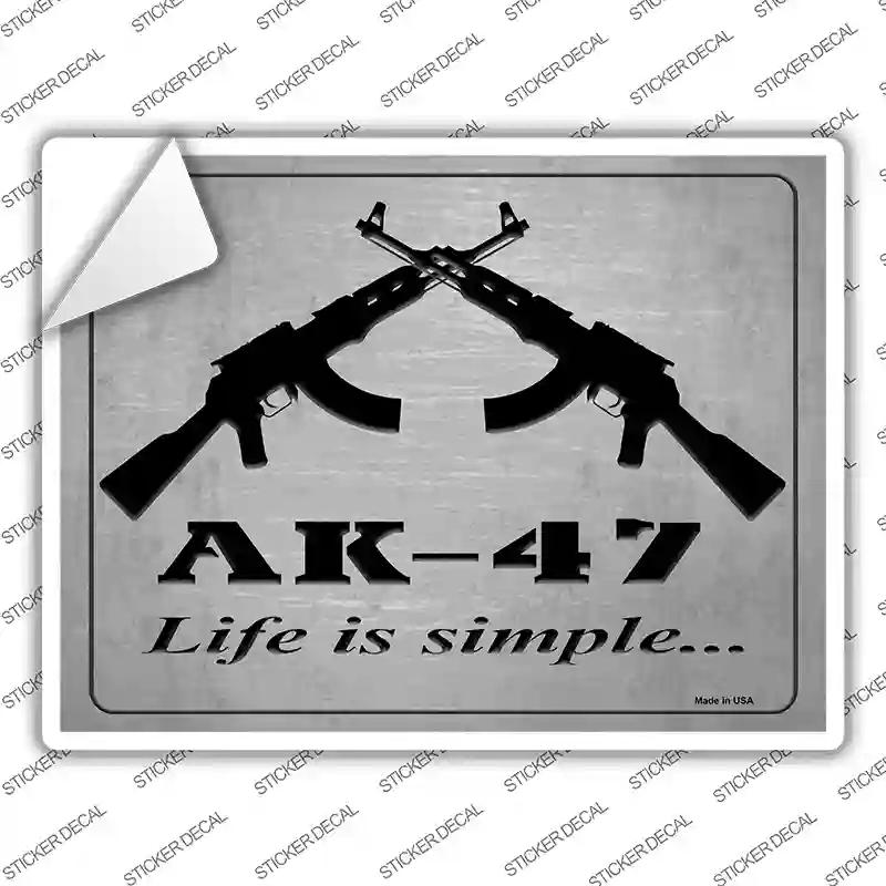 P-1511s-S AK-47 Life is Simple Novelty Rectangle Sticker Decal - Small