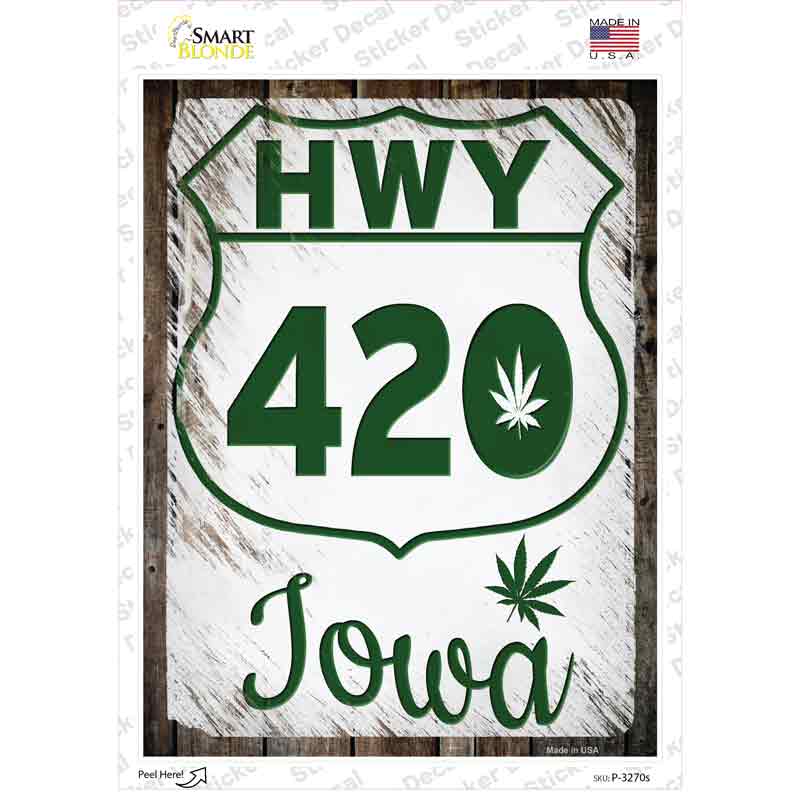P-3270s-M HWY 420 Iowa Novelty Rectangle Sticker Decal - Medium