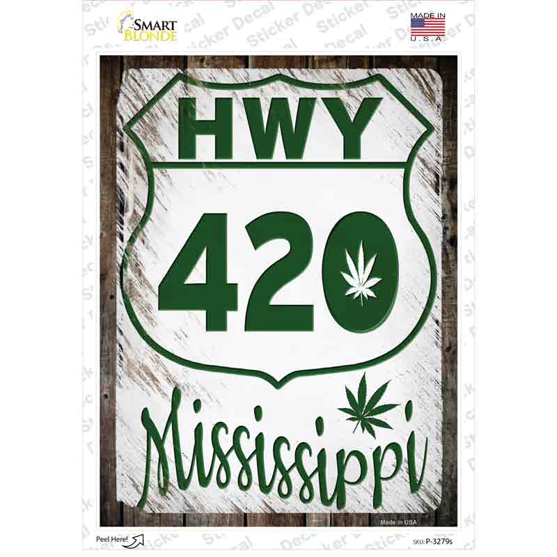 P-3279s-M HWY 420 Mississippi Novelty Rectangle Sticker Decal - Medium