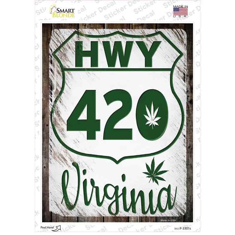 P-3301s-M HWY 420 Virginia Novelty Rectangle Sticker Decal - Medium