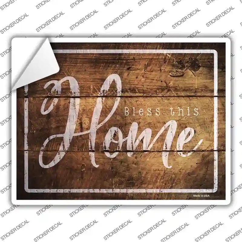 P-2429s-S Bless This Home Wood Silhouette Novelty Rectangle Sticker Decal - Small