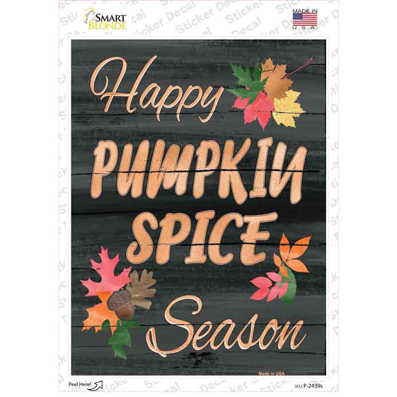 P-2439s-M Pumpkin Spice Season Novelty Rectangle Sticker Decal - Medium
