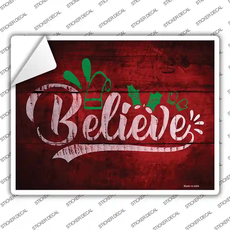 P-2463s-S Believe Novelty Rectangle Sticker Decal - Small