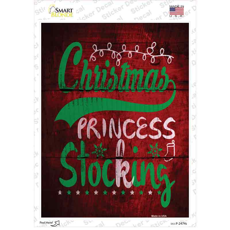 P-2474s-M Princess Stocking Novelty Rectangle Sticker Decal - Medium