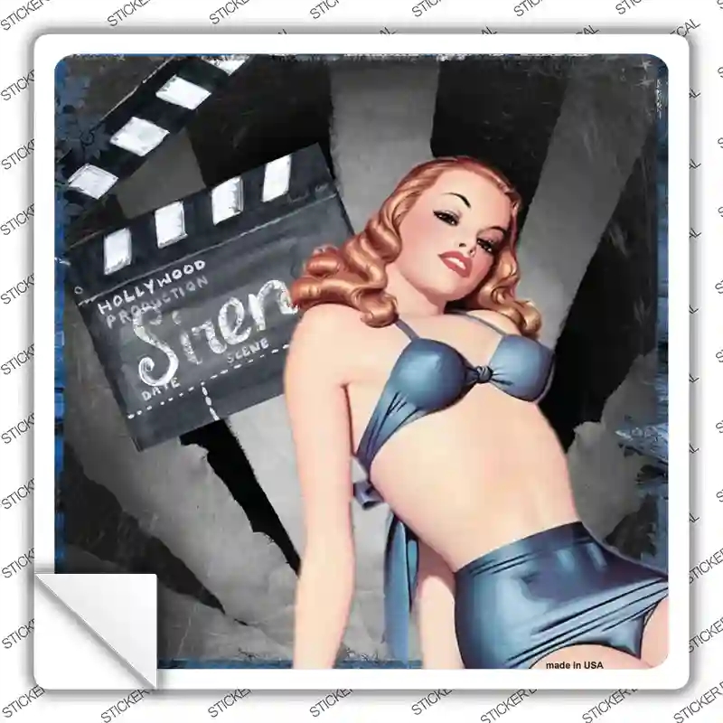 SQ-341s-L Actress Posing Novelty Square Sticker Decal - Large