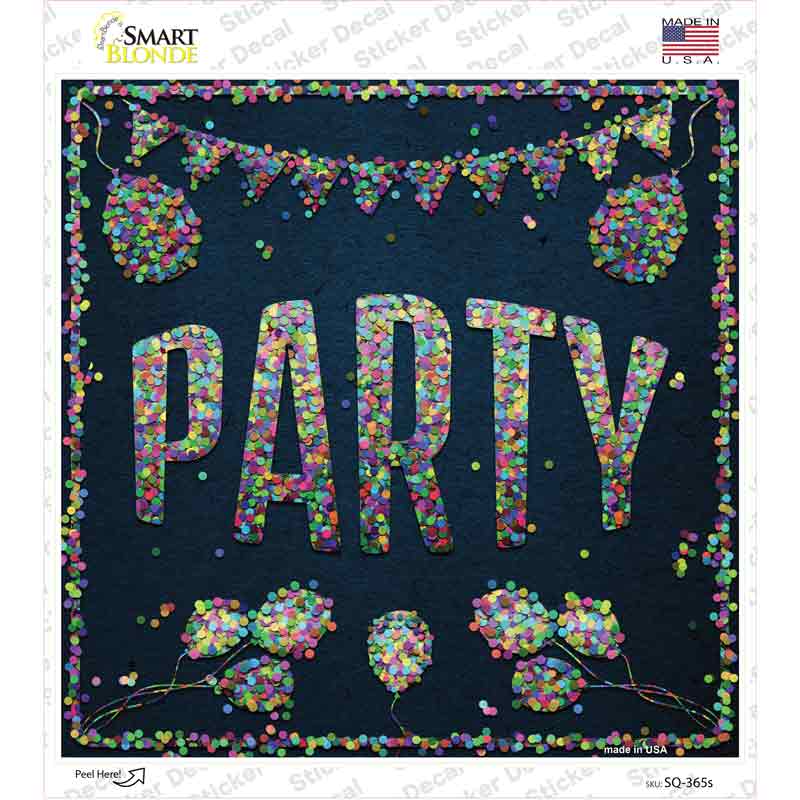SQ-365s-M Party Confetti Novelty Square Sticker Decal - Medium