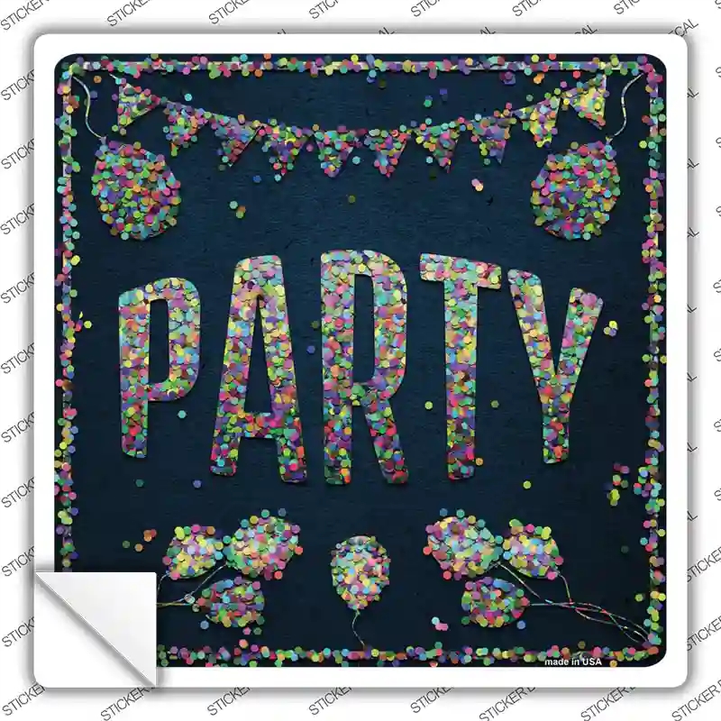 SQ-365s-XL Party Confetti Novelty Square Sticker Decal - Extra Large