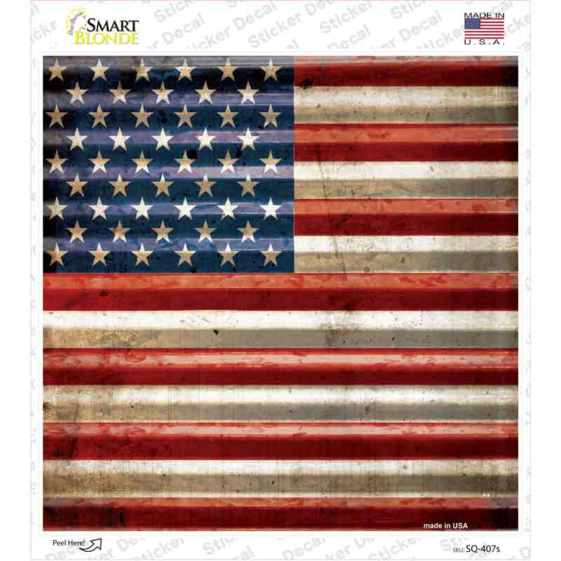 SQ-407s-M American Flag Novelty Square Sticker Decal - Medium