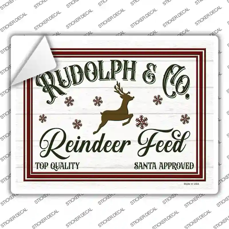 P-3894s-XL Rudolph & Co Reindeer Feed Novelty Rectangle Sticker Decal - Extra Large