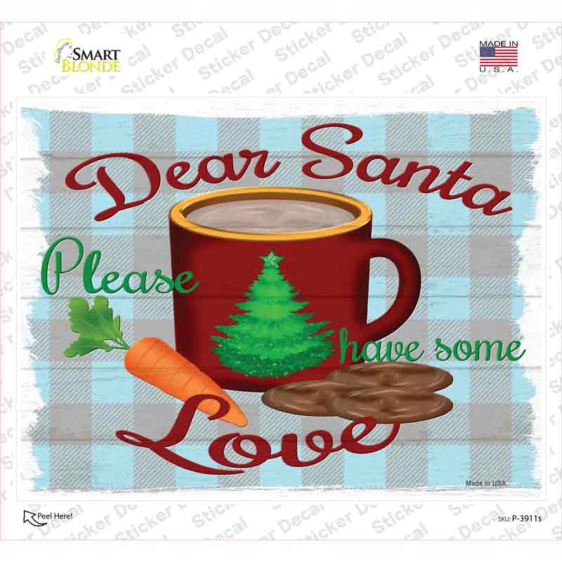 P-3911s-M Dear Santa Cookies Novelty Rectangle Sticker Decal - Medium