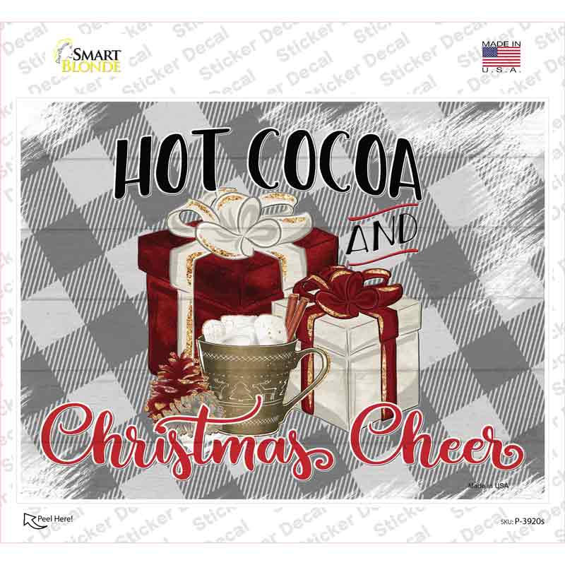 P-3920s-M Hot Cocoa Christmas Cheer Novelty Rectangle Sticker Decal - Medium