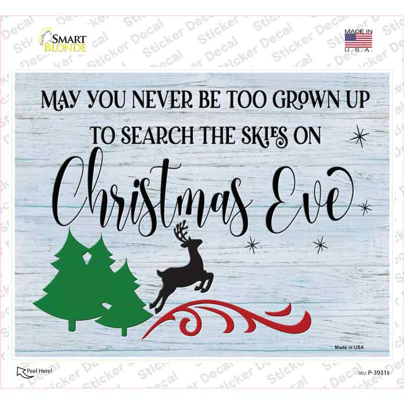 P-3931s-M Search Skies on Christmas Eve Novelty Rectangle Sticker Decal - Medium