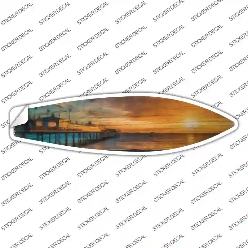 SB-395s-S Pier & Sunset Novelty Surfboard Sticker Decal - Small
