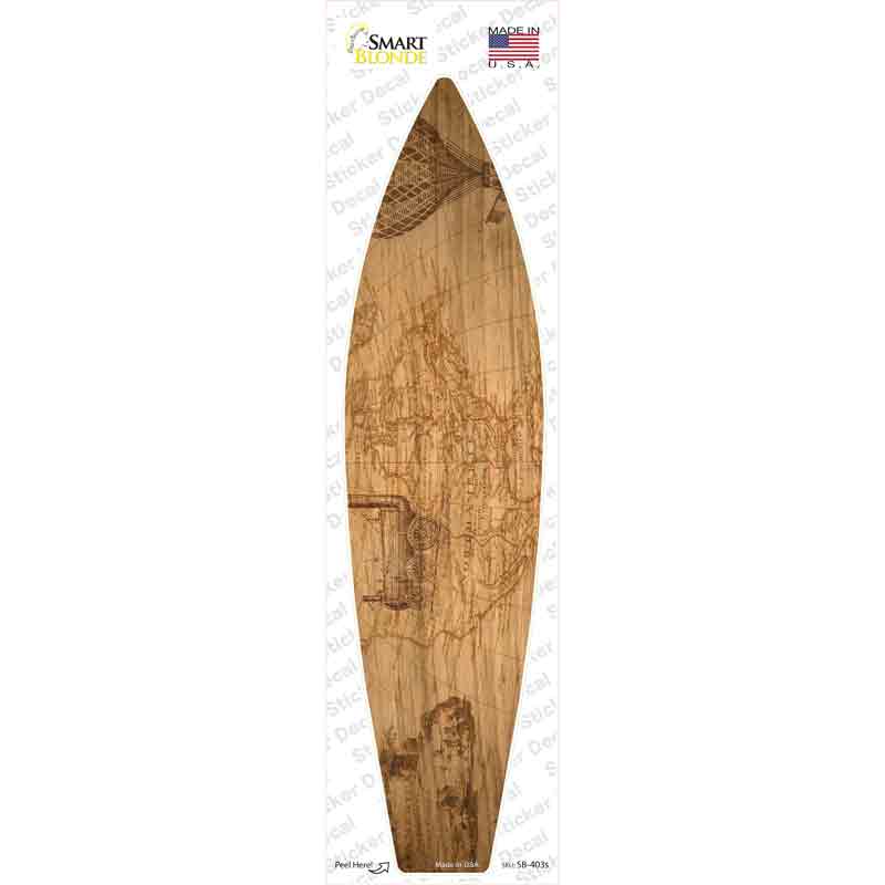 SB-403s-M Vintage Map with Train Novelty Surfboard Sticker Decal - Medium