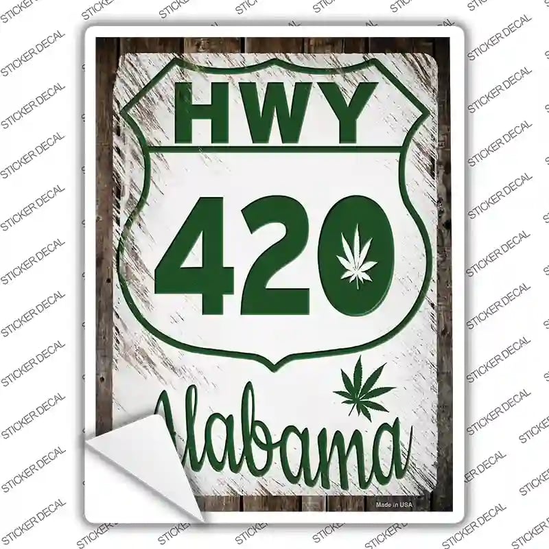 P-3256s-L HWY 420 Alabama Novelty Rectangle Sticker Decal - Large