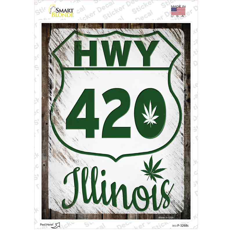 P-3268s-M HWY 420 Illinois Novelty Rectangle Sticker Decal - Medium