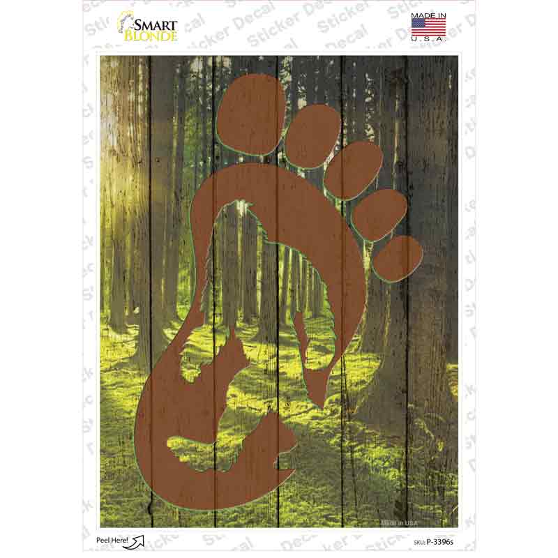 P-3396s-M Bigfoot Foot Print Novelty Rectangle Sticker Decal - Medium
