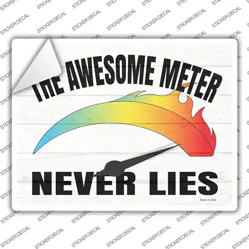 P-3404s-S Awesome Meter Never Lies Novelty Rectangle Sticker Decal - Small