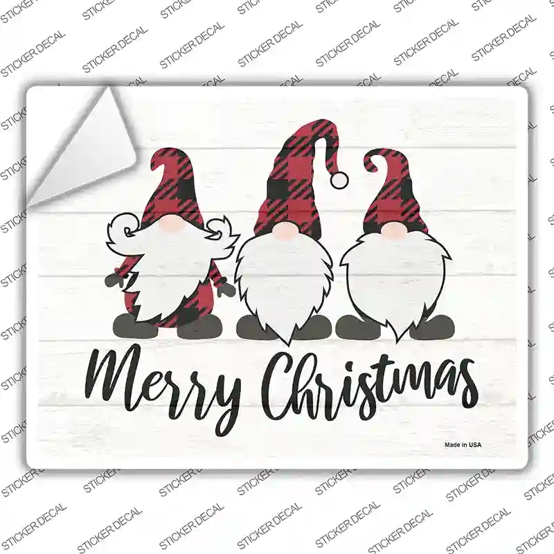P-3428s-XL Merry Christmas Gnomes Novelty Rectangle Sticker Decal - Extra Large
