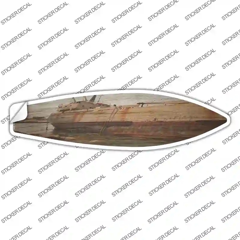 SB-424s-S Rusty Boat Hull in Water Novelty Surfboard Sticker Decal - Small