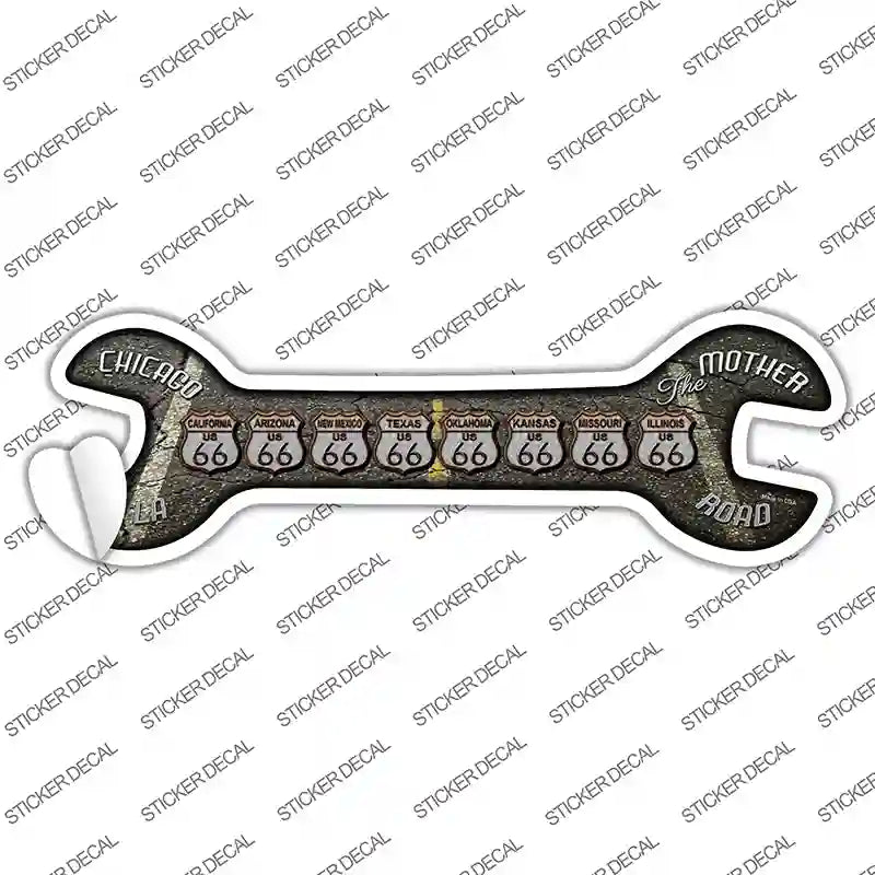 W-049s-S Route 66 Black Top Novelty Wrench Sticker Decal - Small