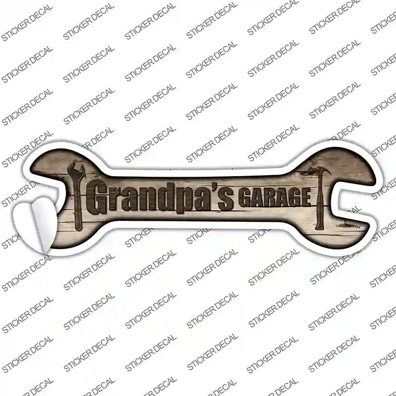 W-051s-L Grandpas Garage Novelty Wrench Sticker Decal - Large