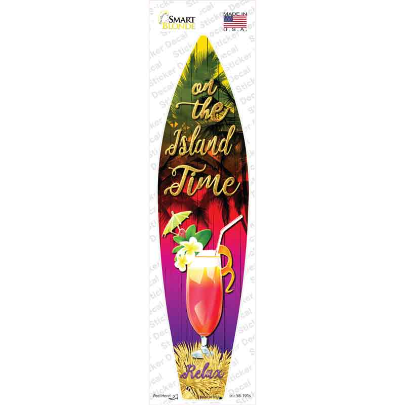 SB-191s-M On Island Time Novelty Surfboard Sticker Decal - Medium