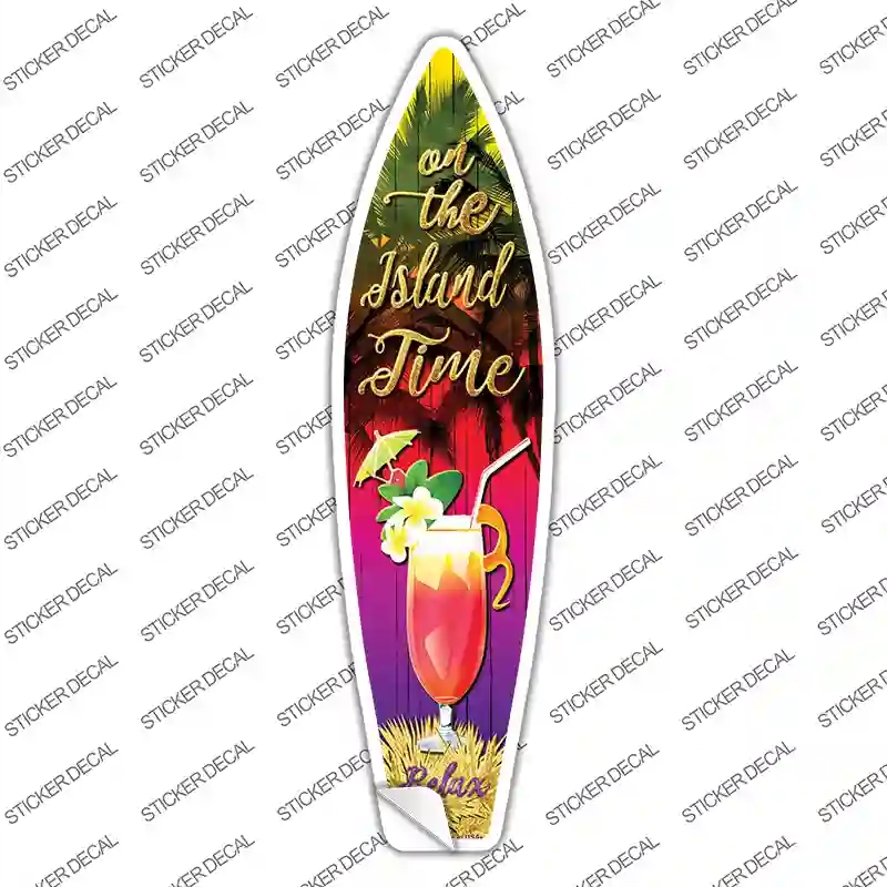 SB-191s-S On Island Time Novelty Surfboard Sticker Decal - Small