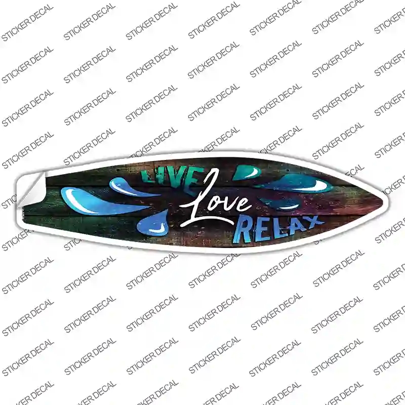 SB-193s-S Live Love Relax Novelty Surfboard Sticker Decal - Small