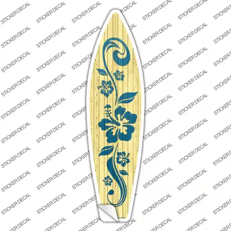SB-201s-S Hibiscus Floweron Wood Novelty Surfboard Sticker Decal - Small