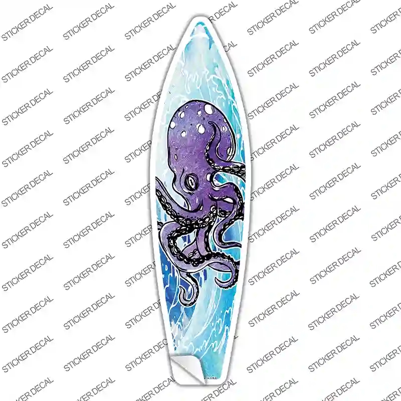 SB-202s-S Octopus on A Wave Novelty Surfboard Sticker Decal - Small