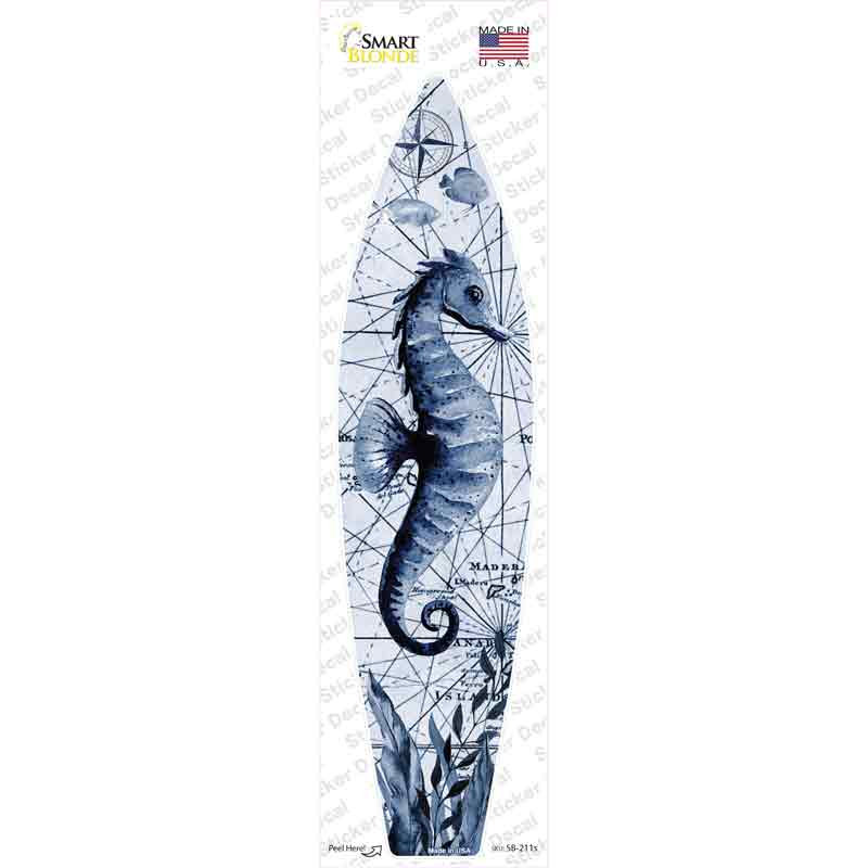 SB-211s-M Black & White Seahorse Novelty Surfboard Sticker Decal - Medium
