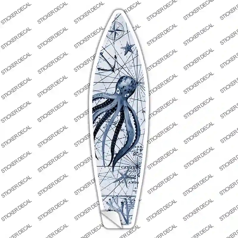 SB-212s-XL Black & White Octopus Novelty Surfboard Sticker Decal - Extra Large