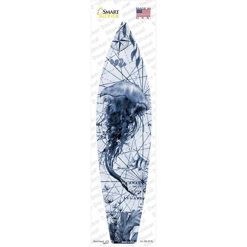 SB-213s-M Black & White Jellyfish Novelty Surfboard Sticker Decal - Medium