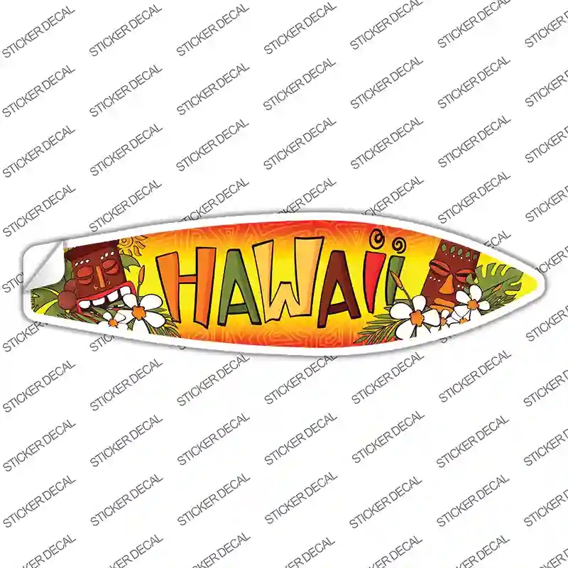 SB-218s-S Hawaii with Tikis Novelty Surfboard Sticker Decal - Small
