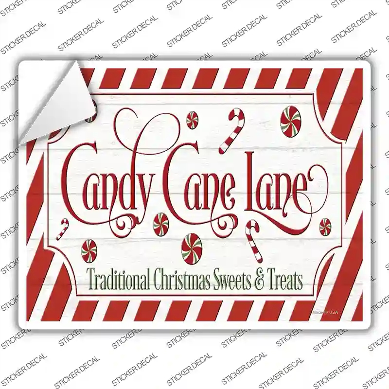 P-3885s-L Candy Cane Lane Novelty Rectangle Sticker Decal - Large