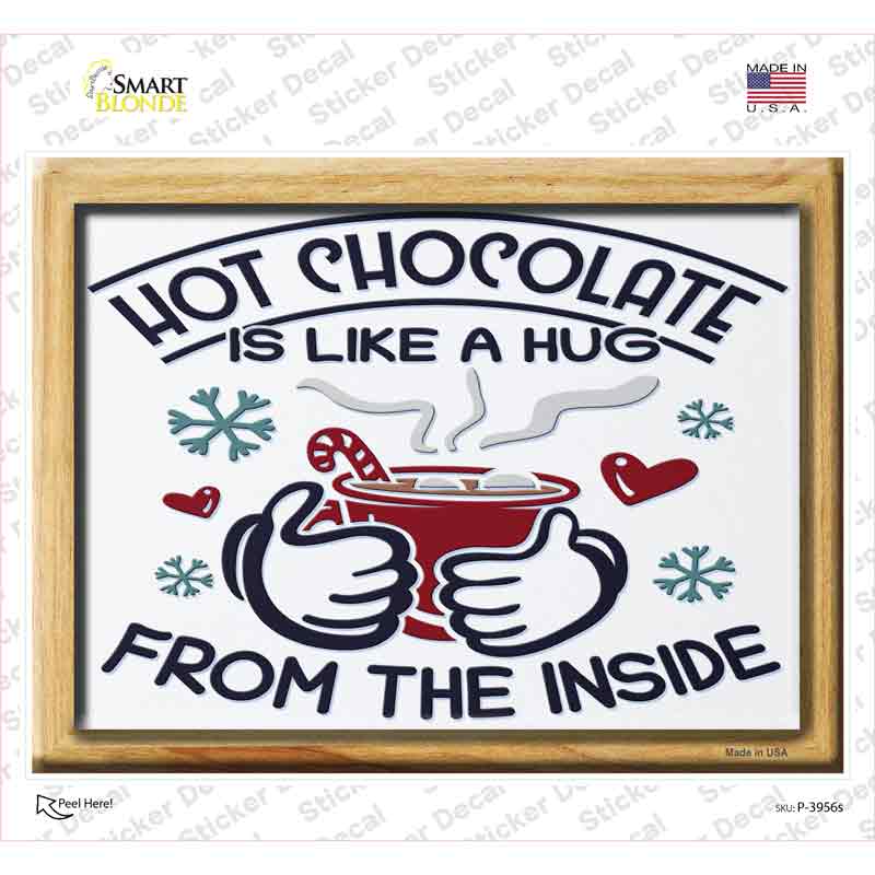 P-3956s-M Hot Chocolate Hug Novelty Rectangle Sticker Decal - Medium