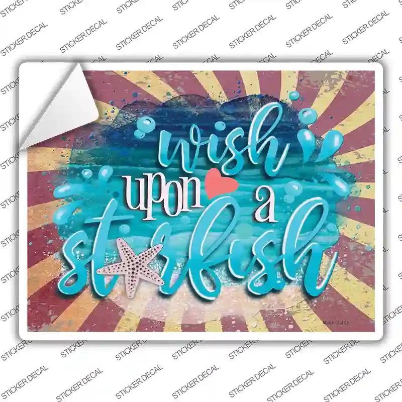 P-3987s-S Wish Upon A Starfish Novelty Rectangle Sticker Decal - Small