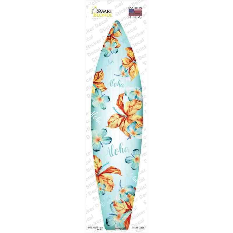 SB-233s-M Aloha with Hibiscus Flowers Novelty Surfboard Sticker Decal - Medium