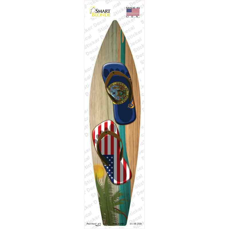 SB-250s-M Idaho Flag Flip Flop Novelty Surfboard Sticker Decal - Medium