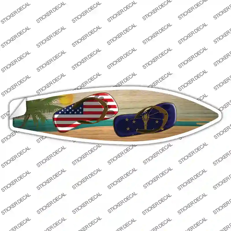SB-252s-S Indiana Flag Flip Flop Novelty Surfboard Sticker Decal - Small