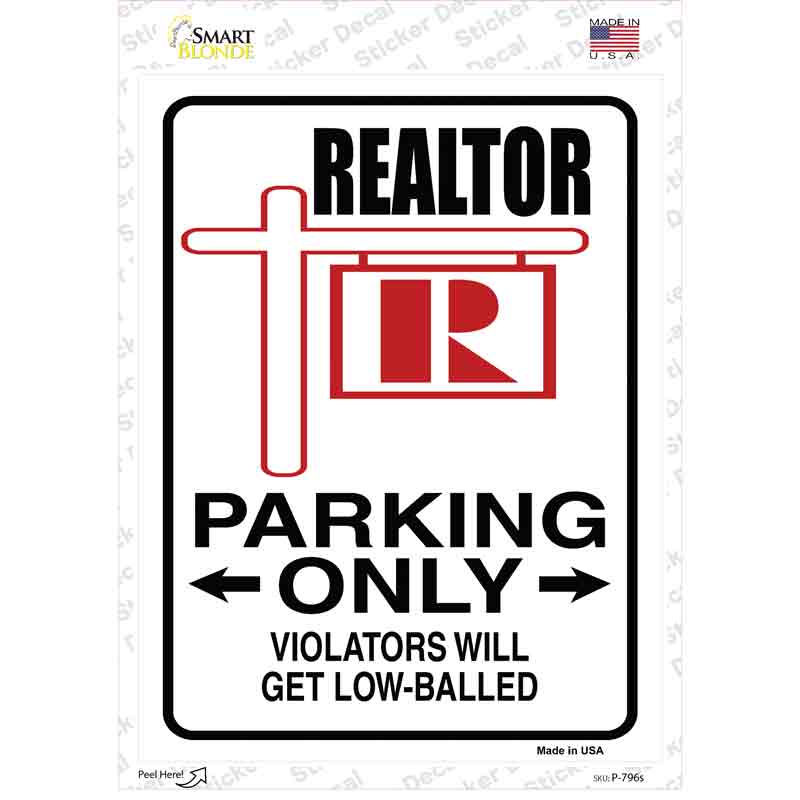 P-796s-M Realtor Only Novelty Rectangle Sticker Decal - Medium