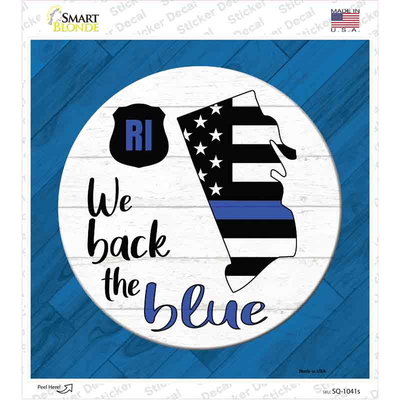 SQ-1041s-M Rhode Island Back the Blue Novelty Square Sticker Decal - Medium