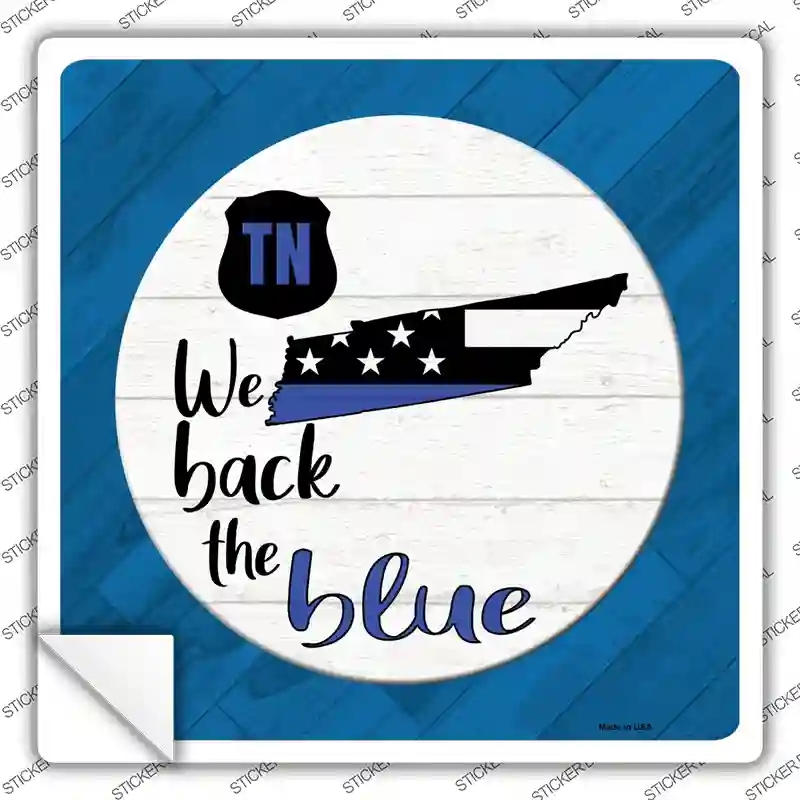 SQ-1044s-S Tennessee Back the Blue Novelty Square Sticker Decal - Small