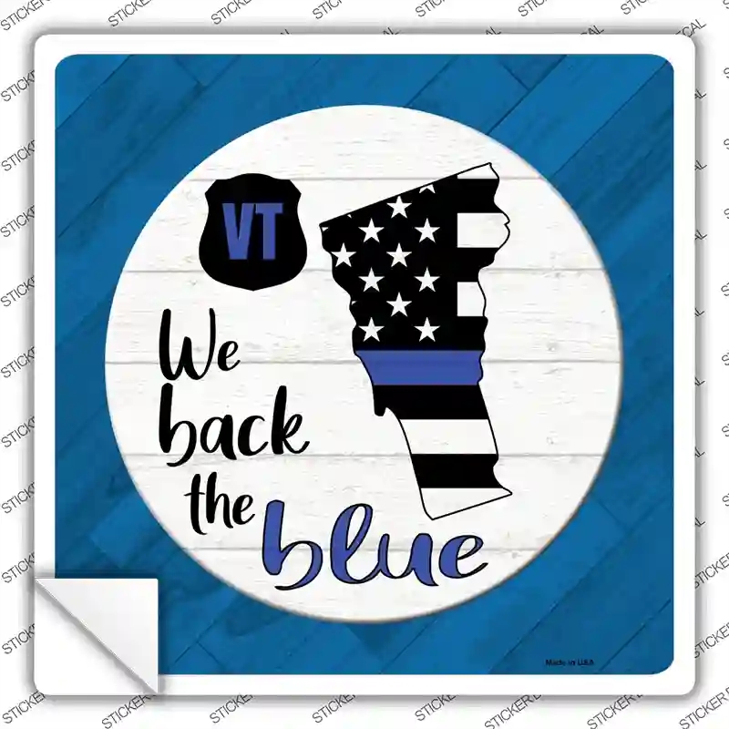 SQ-1047s-S Vermont Back the Blue Novelty Square Sticker Decal - Small