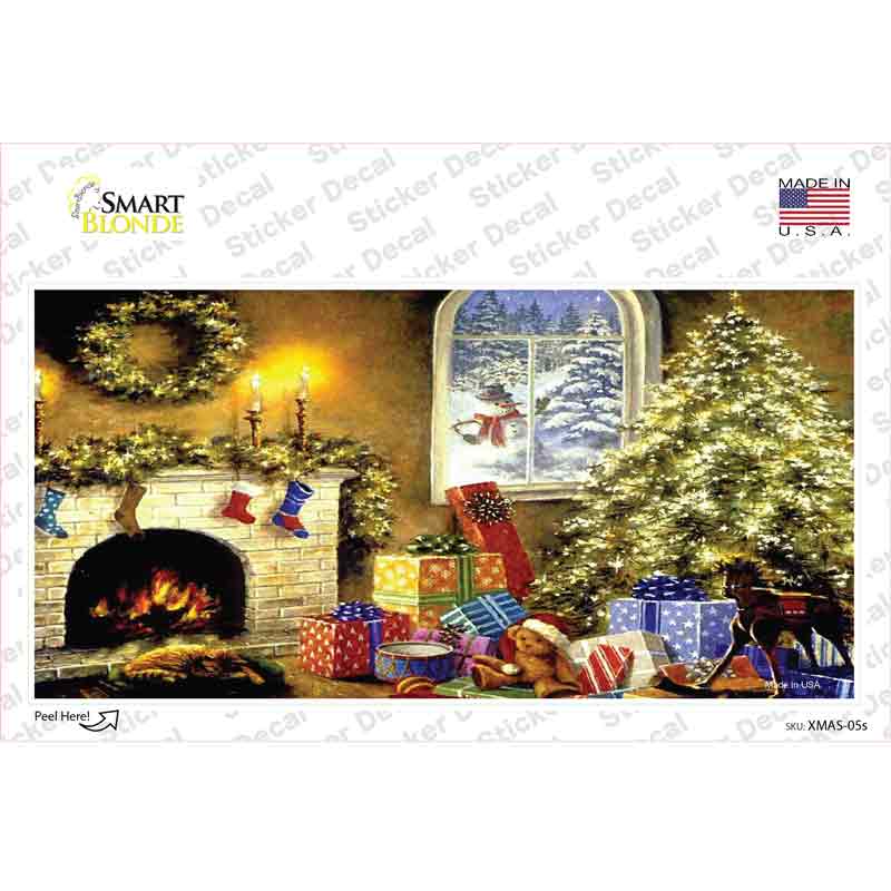 XMAS-05s-M Christmas Scene Novelty Sticker Decal - Medium