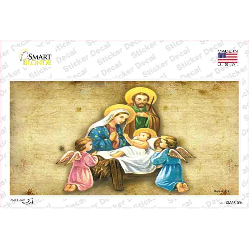 XMAS-09s-M Christmas Manger Novelty Sticker Decal - Medium