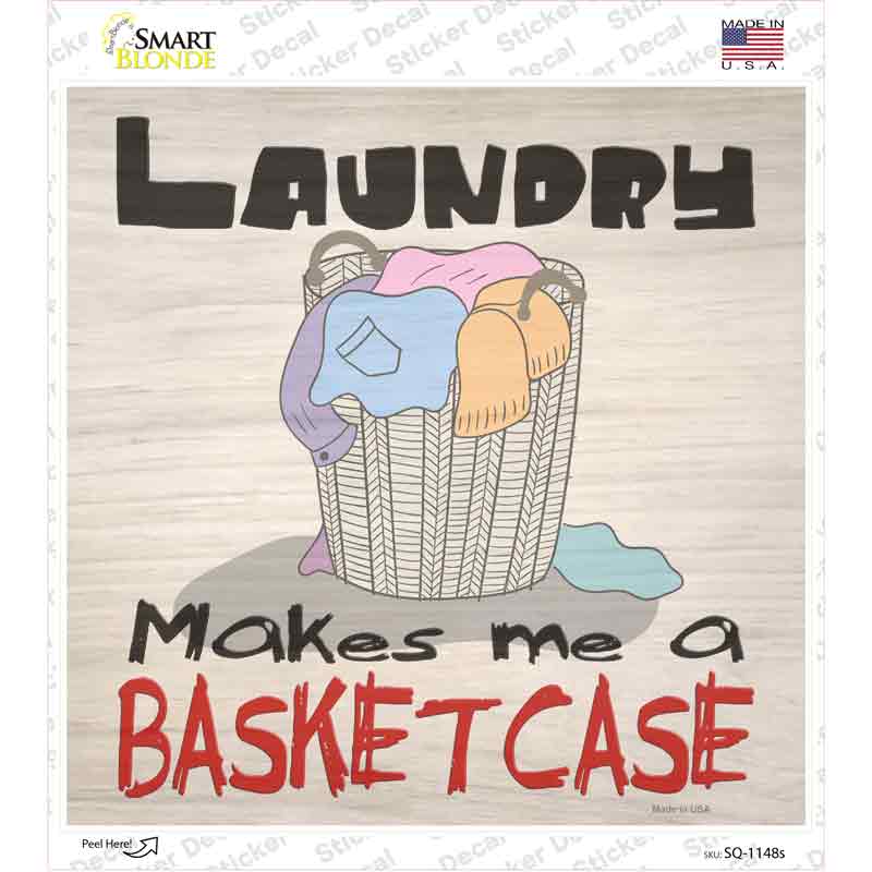SQ-1148s-M Laundry Basketcase Novelty Square Sticker Decal - Medium